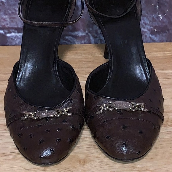 SOLD*** Gucci Horsebit Chocolate Brown Leather Kitten Heels Pumps Size 8.5B - Picture 4 of 13